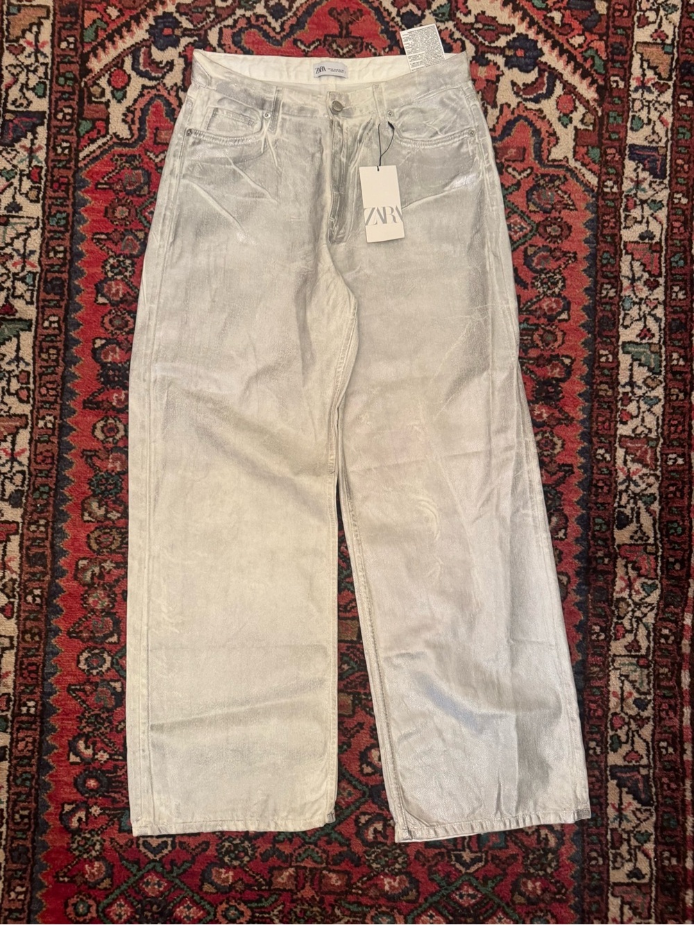 ZARA TRF |  Wide Leg Silver Wash Jeans NWT